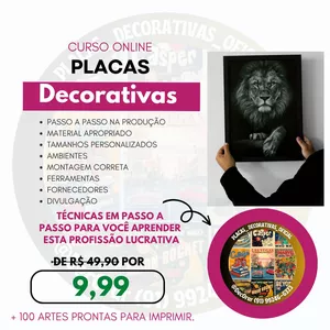 Imagem de capa para o Ebook Curso Online Placas Decorativas-Passo a passo.