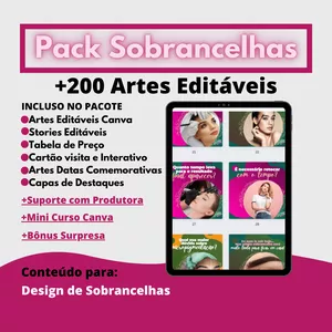 Imagem de capa para o Ebook Pack Design de Sobrancelhas Canva