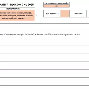Imagem de capa para o Ebook BLOCO 9 CNU 2025 - QUESTÕES DE MATEMÁTICA