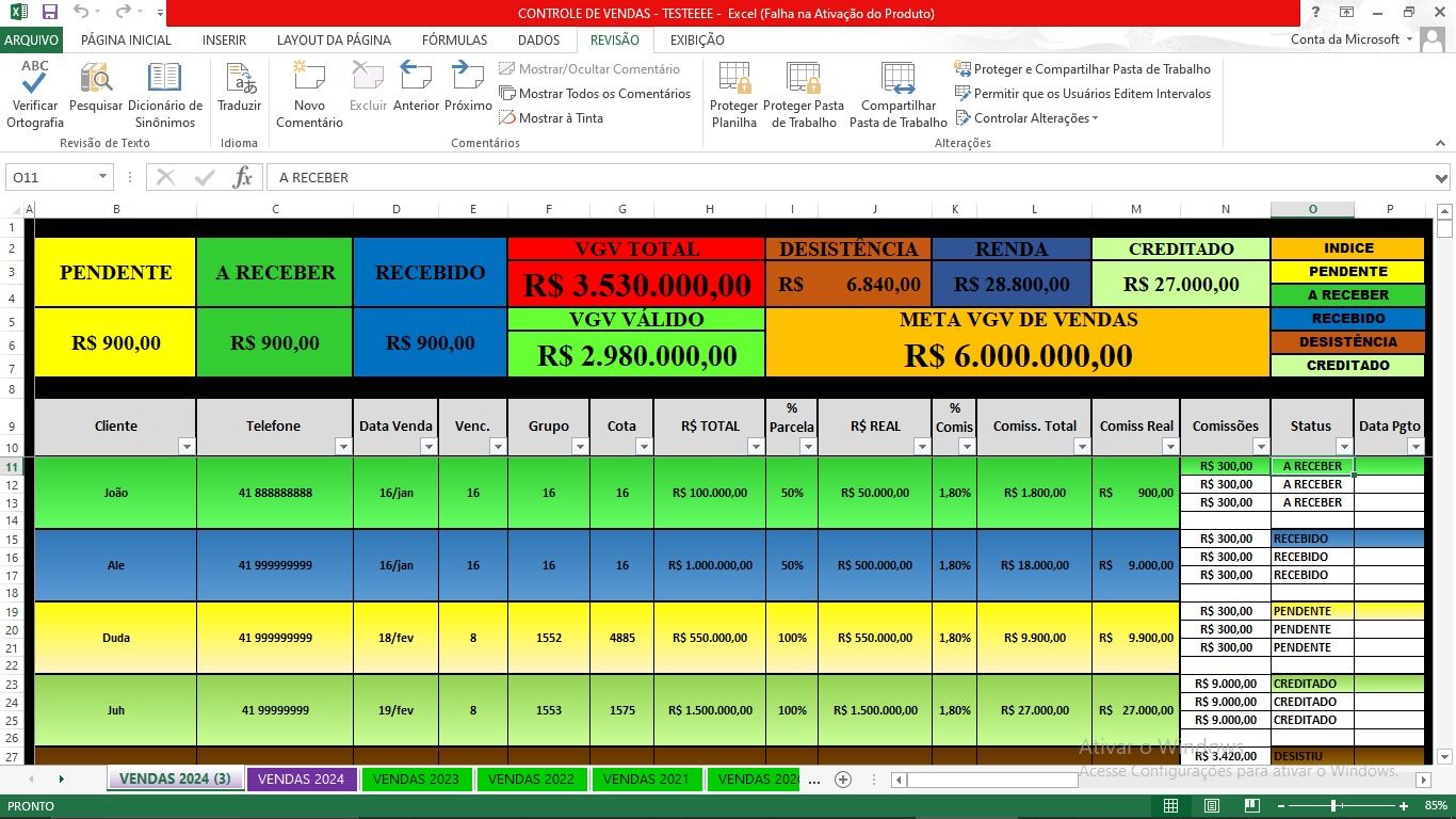Imagem do curso Planilha de controle de comissão para corretor de imóveis e vendedor de consórcio