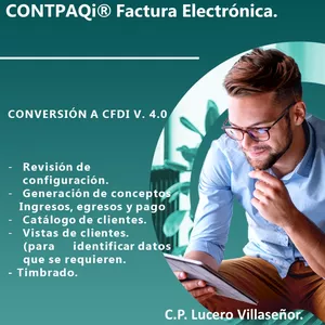 Imagen de portada para Curso online MIGRAR DE CFDI 3.3 A 4.0 CONTPAQI FACTURA ELECTRONICA