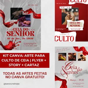 Imagem de capa para o Curso online Kit de Arte para Culto de Ceia | 3 Templates Editáveis no Canva