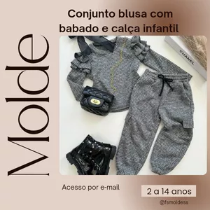 Imagem de capa para o Ebook Molde conjunto blusa com babado e calça infantil 
