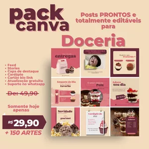 Imagem de capa para o Curso online Pack Canva Doceria 