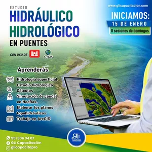 Imagen de portada para Curso online Estudio Hidráulico - Hidrológico para puentes con HecRas y ArcGIS