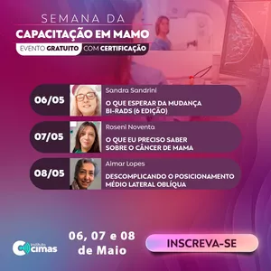 Imagem de capa para o Curso online SEMANA DA MAMOGRAFIA 06,07 E 08 DE MAIO DE 2024
