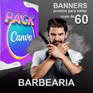 Imagem de capa para o Ebook Pack Canva Banners Barbearia
